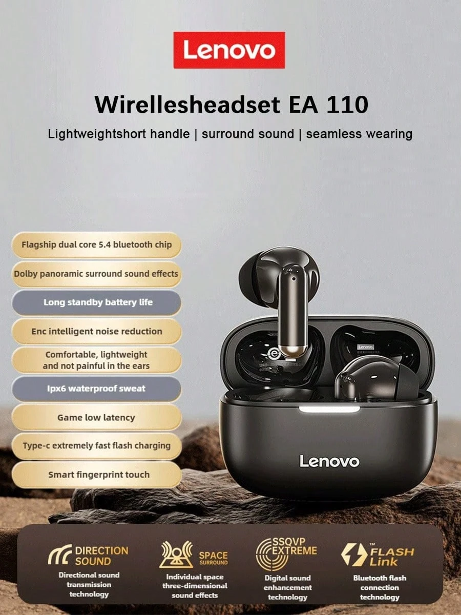 Lenovo سماعات أذن لاسلكية بلوتوث EA110
